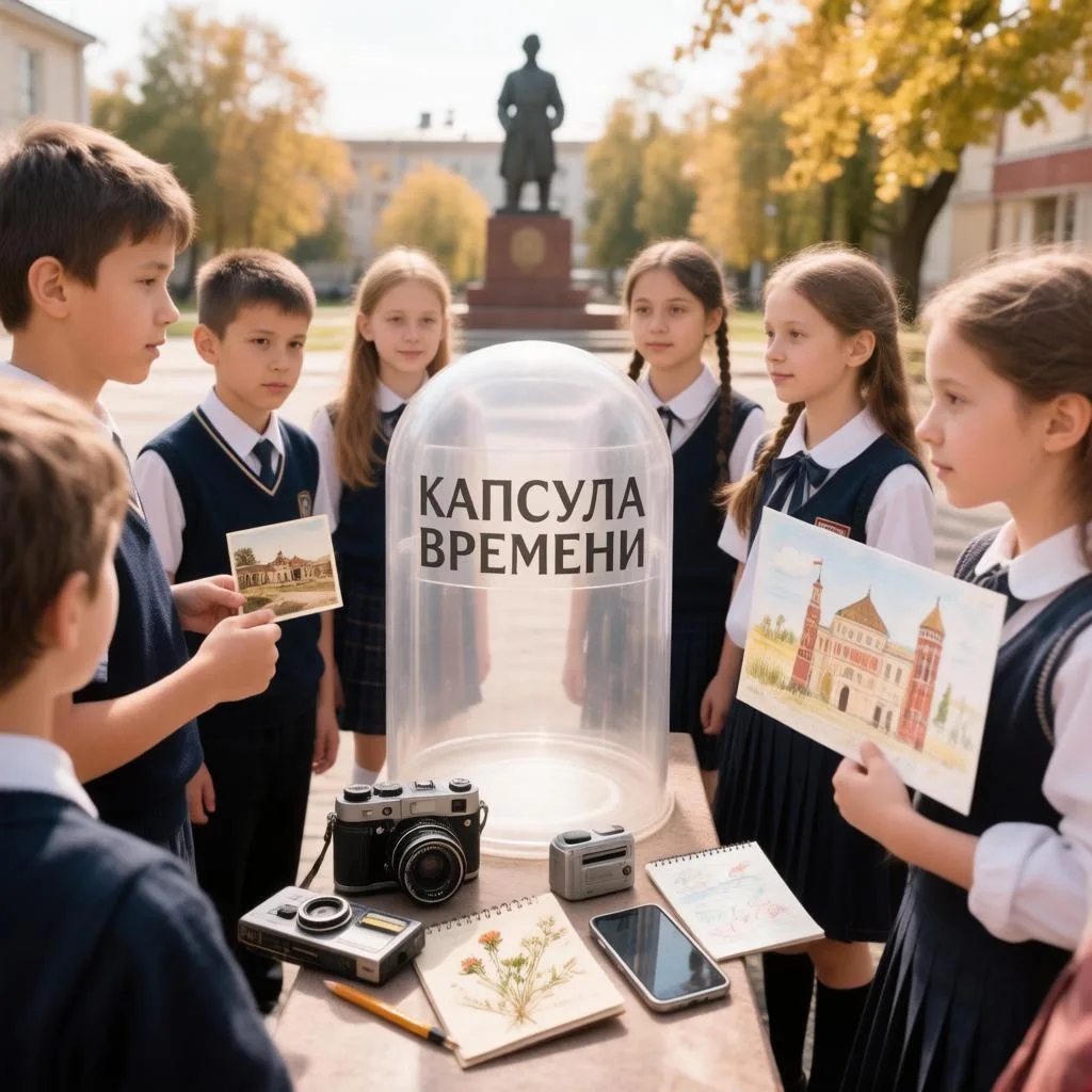 Школьники собирают фотографии, рисунки и записи для капсулы времени